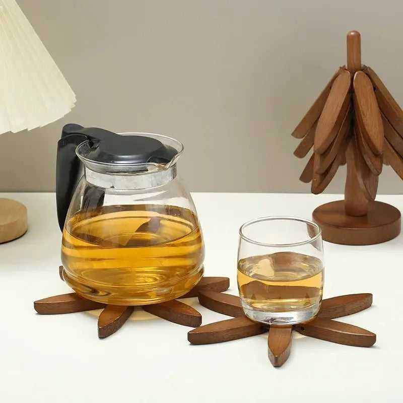Dessous de verre résistant à la chaleur en forme d'arbre en bois — nettoyage facile