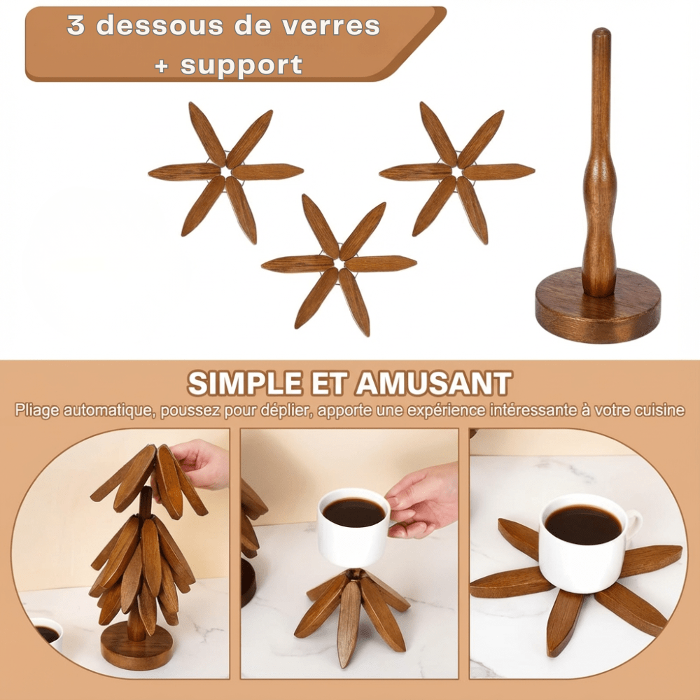 Dessous de verre résistant à la chaleur en forme d'arbre en bois - cuisine inspirante