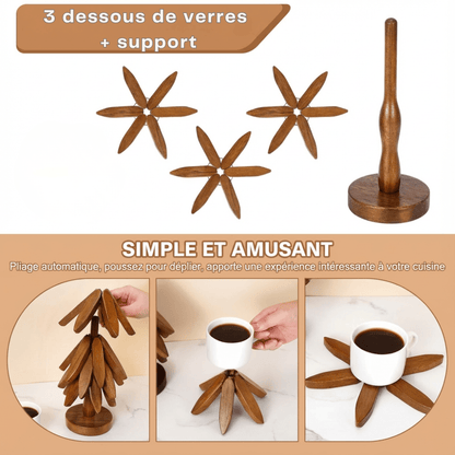 Dessous de verre résistant à la chaleur en forme d'arbre en bois - cuisine inspirante