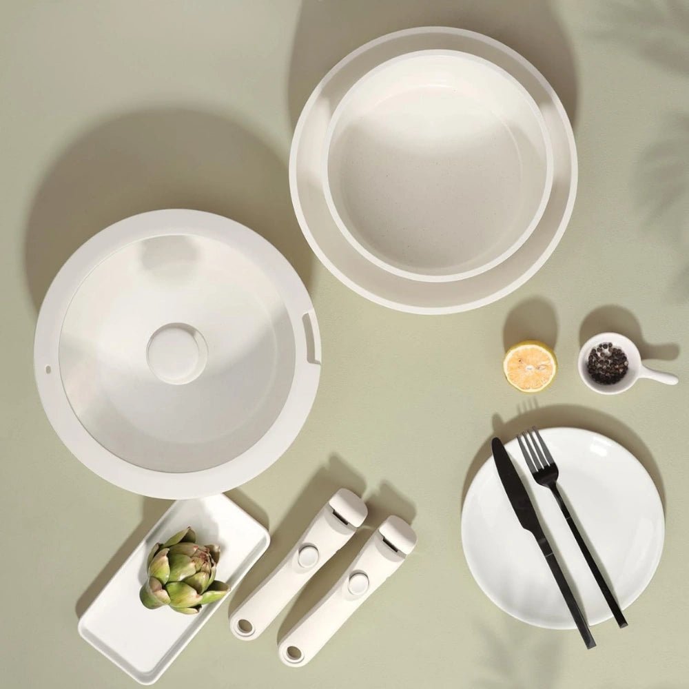 Batterie de cuisine en céramique 11 pièces avec poignées amovibles - cuisine inspirante