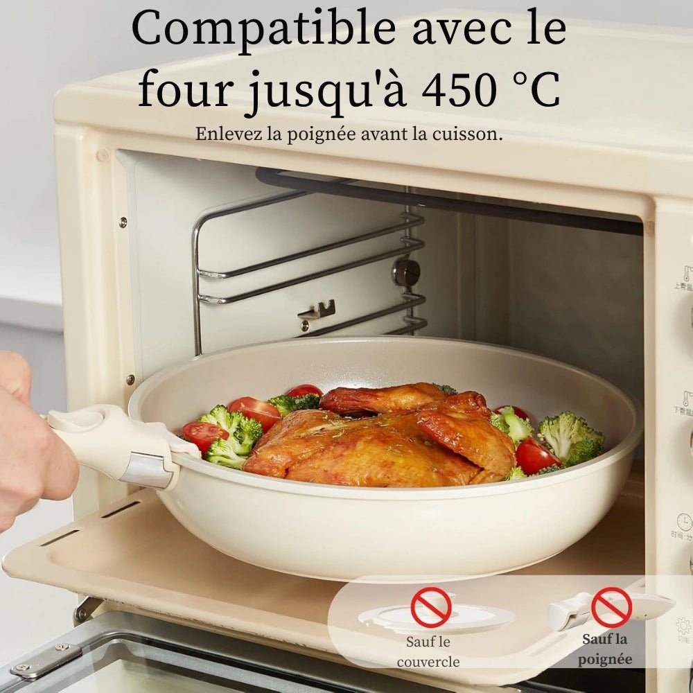 Batterie de cuisine en céramique 11 pièces avec poignées amovibles - cuisine inspirante