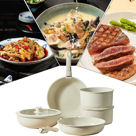 Batterie de cuisine en céramique 11 pièces avec poignées amovibles - cuisine inspirante