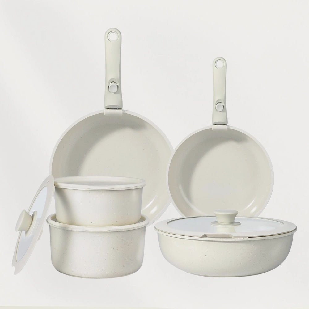 Batterie de cuisine en céramique 11 pièces avec poignées amovibles - cuisine inspirante