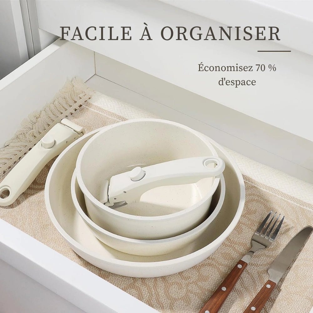 Batterie de cuisine en céramique 11 pièces avec poignées amovibles - cuisine inspirante