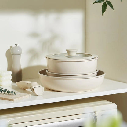 Batterie de cuisine en céramique 11 pièces avec poignées amovibles - cuisine inspirante