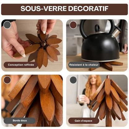 Dessous de verre résistant à la chaleur en forme d'arbre en bois - cuisine inspirante