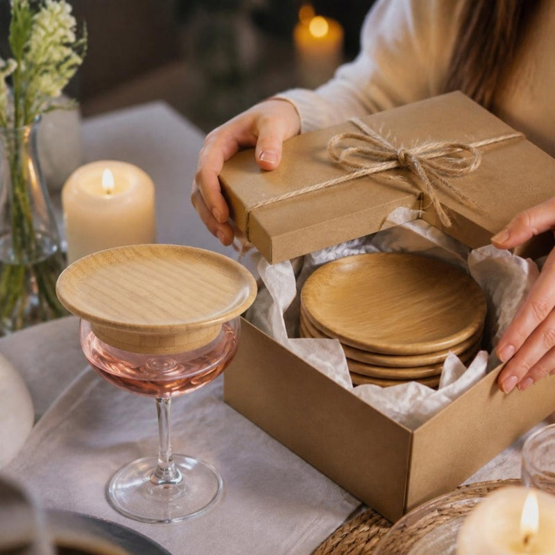 Coffret cadeau de plateaux apéritif en bambou
