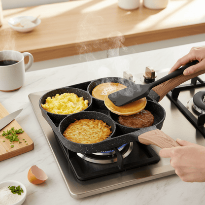 POELE A PANCAKE ANTIADHÉSIVE - 4 COMPARTIMENTS - cuisine inspirante