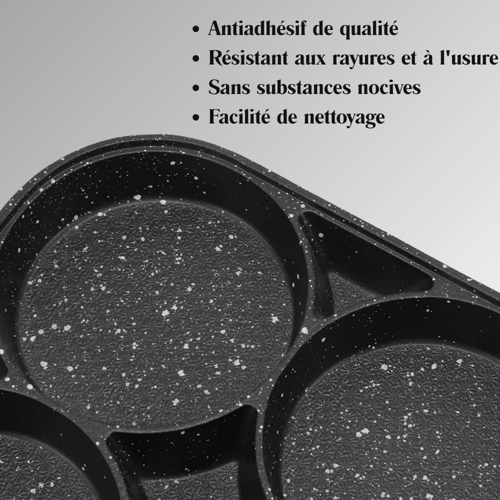POELE A PANCAKE ANTIADHÉSIVE - 4 COMPARTIMENTS - cuisine inspirante