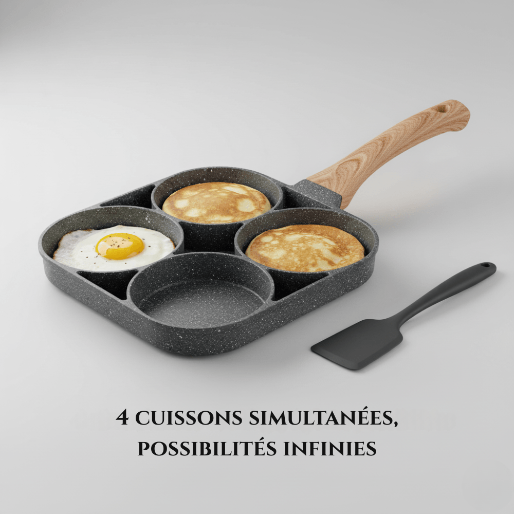 POELE A PANCAKE ANTIADHÉSIVE - 4 COMPARTIMENTS - cuisine inspirante