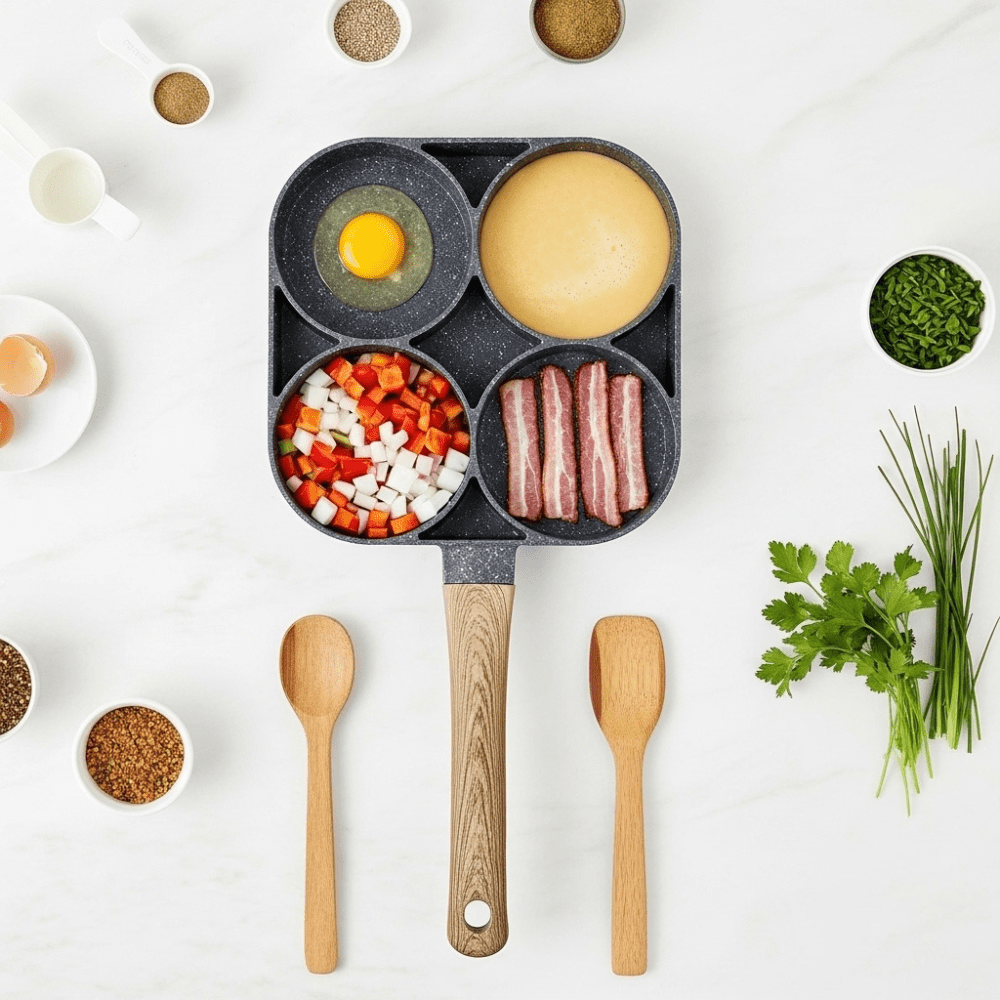 POELE A PANCAKE ANTIADHÉSIVE - 4 COMPARTIMENTS - cuisine inspirante