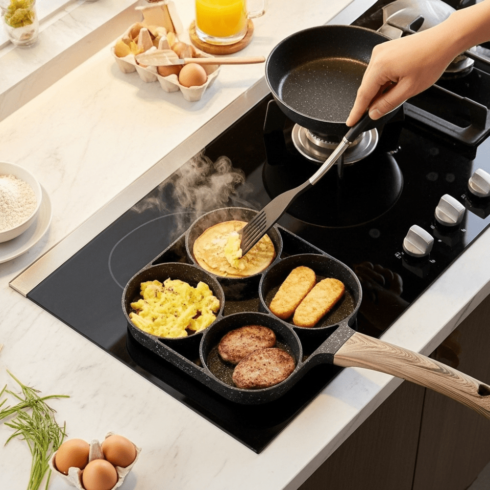 POELE A PANCAKE ANTIADHÉSIVE - 4 COMPARTIMENTS - cuisine inspirante