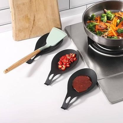 Repose cuillère en silicone noir - cuisine inspirante