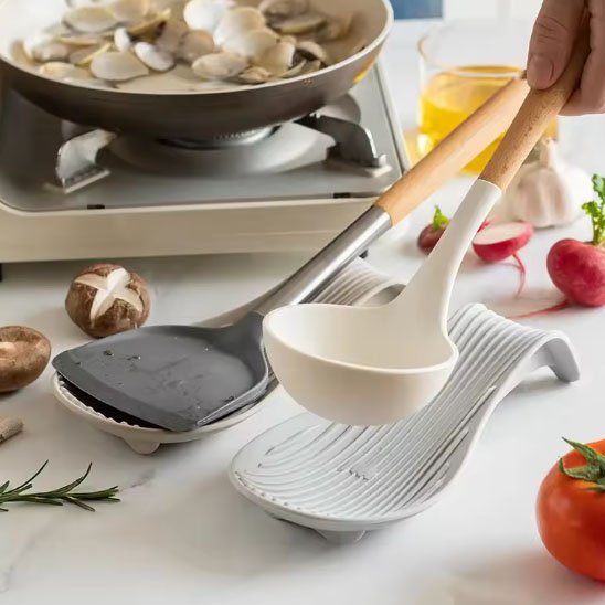 Repose cuillère en silicone rainuré - cuisine inspirante