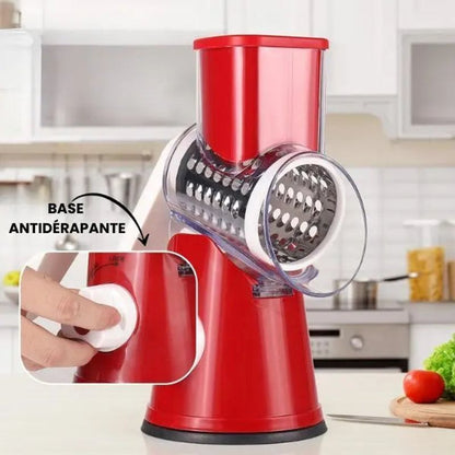 Hachoir manuel multifonction rouge à 3 lames inox, vue principale